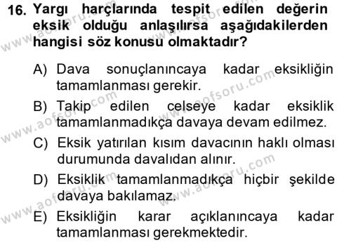 Damga Vergisi Ve Harçlar Bilgisi Dersi 2013 - 2014 Yılı (Final) Dönem Sonu Sınavı 16. Soru