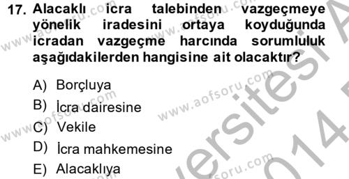 Damga Vergisi Ve Harçlar Bilgisi Dersi 2013 - 2014 Yılı (Final) Dönem Sonu Sınavı 17. Soru