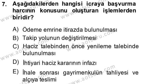 Damga Vergisi Ve Harçlar Bilgisi Dersi 2013 - 2014 Yılı (Final) Dönem Sonu Sınavı 7. Soru