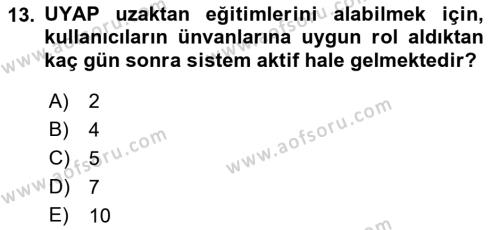 Mesleki Bilgisayar Ve Uyap Dersi 2021 - 2022 Yılı (Vize) Ara Sınavı 13. Soru