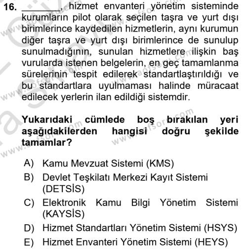 Mesleki Bilgisayar Ve Uyap Dersi 2021 - 2022 Yılı (Vize) Ara Sınavı 16. Soru