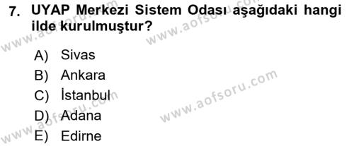 Mesleki Bilgisayar Ve Uyap Dersi 2021 - 2022 Yılı (Vize) Ara Sınavı 7. Soru