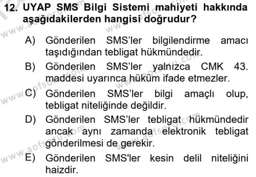 Mesleki Bilgisayar Ve Uyap Dersi 2021 - 2022 Yılı (Final) Dönem Sonu Sınavı 12. Soru