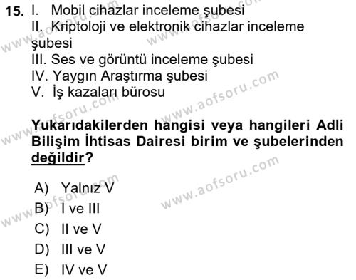 Mesleki Bilgisayar Ve Uyap Dersi 2021 - 2022 Yılı (Final) Dönem Sonu Sınavı 15. Soru