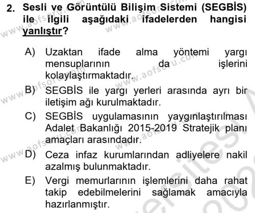 Mesleki Bilgisayar Ve Uyap Dersi 2021 - 2022 Yılı (Final) Dönem Sonu Sınavı 2. Soru