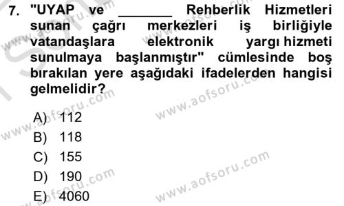 Mesleki Bilgisayar Ve Uyap Dersi 2021 - 2022 Yılı (Final) Dönem Sonu Sınavı 7. Soru