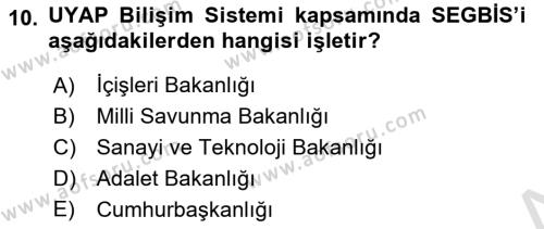 Mesleki Bilgisayar Ve Uyap Dersi 2021 - 2022 Yılı Yaz Okulu Sınavı 10. Soru