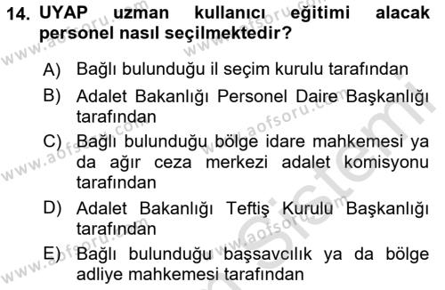 Mesleki Bilgisayar Ve Uyap Dersi 2022 - 2023 Yılı (Vize) Ara Sınavı 14. Soru