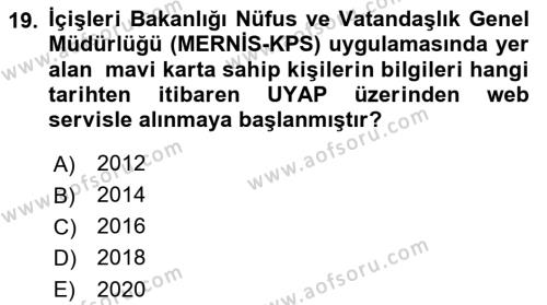 Mesleki Bilgisayar Ve Uyap Dersi 2022 - 2023 Yılı (Vize) Ara Sınavı 19. Soru