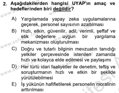 Mesleki Bilgisayar Ve Uyap Dersi 2022 - 2023 Yılı (Vize) Ara Sınavı 2. Soru