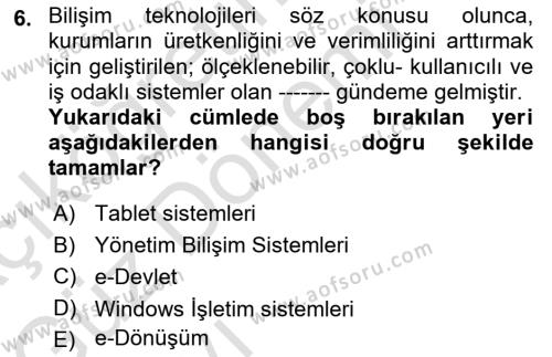 Mesleki Bilgisayar Ve Uyap Dersi 2022 - 2023 Yılı (Vize) Ara Sınavı 6. Soru