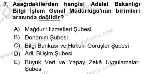 Mesleki Bilgisayar Ve Uyap Dersi 2022 - 2023 Yılı (Vize) Ara Sınavı 7. Soru