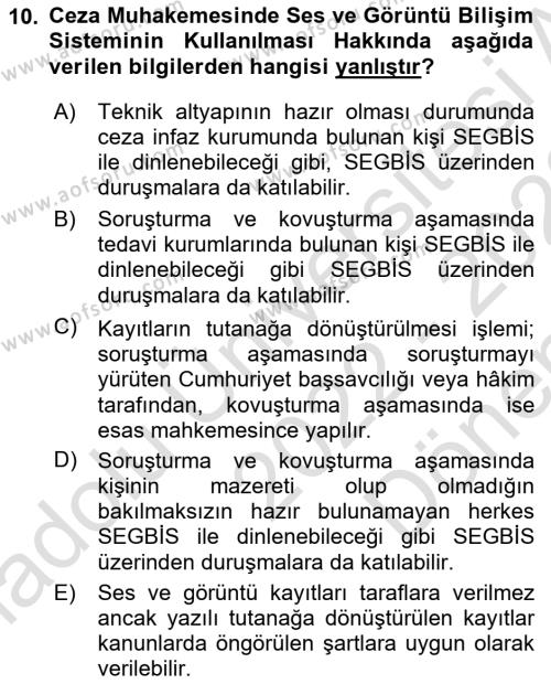 Mesleki Bilgisayar Ve Uyap Dersi 2022 - 2023 Yılı (Final) Dönem Sonu Sınavı 10. Soru