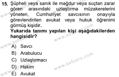 Mesleki Bilgisayar Ve Uyap Dersi 2022 - 2023 Yılı (Final) Dönem Sonu Sınavı 15. Soru