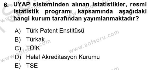 Mesleki Bilgisayar Ve Uyap Dersi 2022 - 2023 Yılı (Final) Dönem Sonu Sınavı 6. Soru