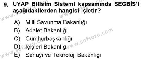 Mesleki Bilgisayar Ve Uyap Dersi 2022 - 2023 Yılı (Final) Dönem Sonu Sınavı 9. Soru