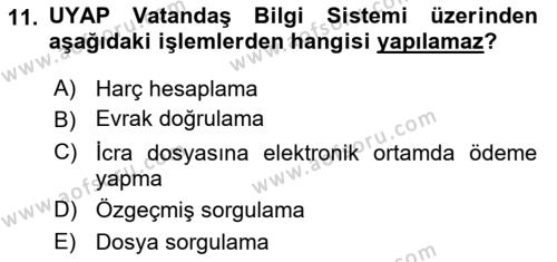 Mesleki Bilgisayar Ve Uyap Dersi 2023 - 2024 Yılı (Final) Dönem Sonu Sınavı 11. Soru