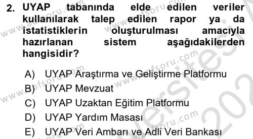 Mesleki Bilgisayar Ve Uyap Dersi 2023 - 2024 Yılı (Final) Dönem Sonu Sınavı 2. Soru