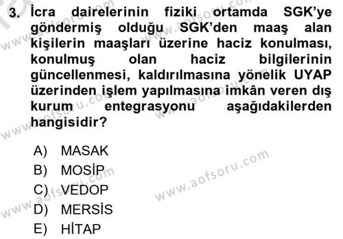 Mesleki Bilgisayar Ve Uyap Dersi 2023 - 2024 Yılı (Final) Dönem Sonu Sınavı 3. Soru