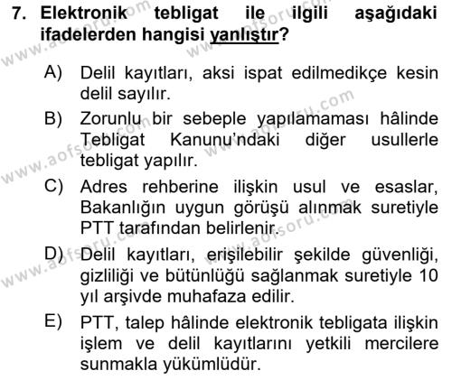 Mesleki Bilgisayar Ve Uyap Dersi 2023 - 2024 Yılı (Final) Dönem Sonu Sınavı 7. Soru