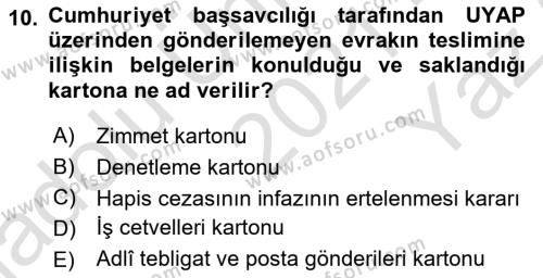 Temel Kalem Mevzuatı Bilgisi Dersi 2021 - 2022 Yılı Yaz Okulu Sınavı 10. Soru