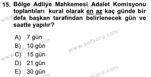 Temel Kalem Mevzuatı Bilgisi Dersi 2021 - 2022 Yılı Yaz Okulu Sınavı 15. Soru