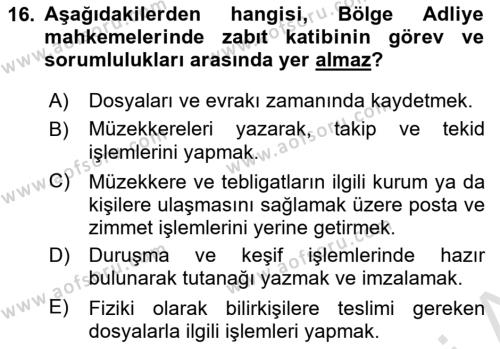 Temel Kalem Mevzuatı Bilgisi Dersi 2021 - 2022 Yılı Yaz Okulu Sınavı 16. Soru