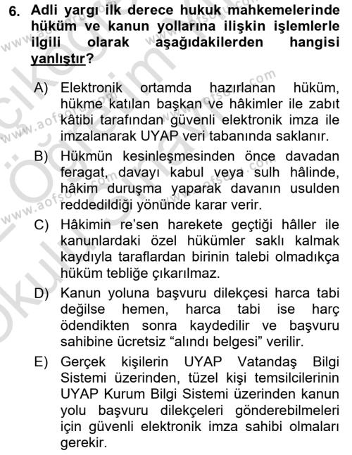 Temel Kalem Mevzuatı Bilgisi Dersi 2021 - 2022 Yılı Yaz Okulu Sınavı 6. Soru