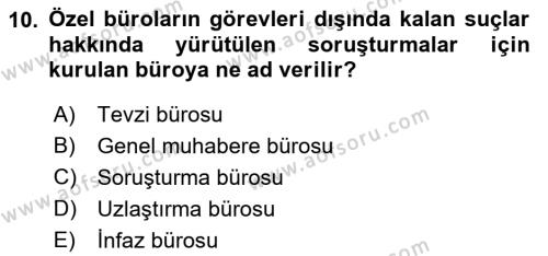 Temel Kalem Mevzuatı Bilgisi Dersi 2022 - 2023 Yılı Yaz Okulu Sınavı 10. Soru