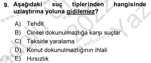 Temel Kalem Mevzuatı Bilgisi Dersi 2022 - 2023 Yılı Yaz Okulu Sınavı 9. Soru