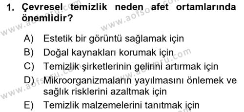 Afet Tıbbı ve Yönetim İlkeleri Dersi 2023 - 2024 Yılı (Vize) Ara Sınavı 1. Soru