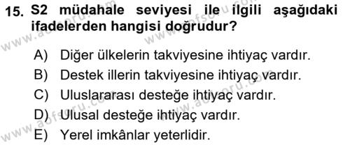 Afet Yönetimi 1 Dersi 2022 - 2023 Yılı (Final) Dönem Sonu Sınavı 15. Soru