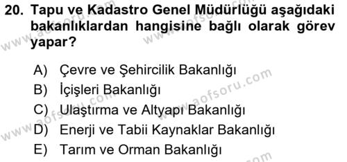 Afet Yönetimi 2 Dersi 2020 - 2021 Yılı Yaz Okulu Sınavı 20. Soru