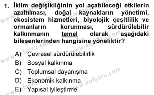 Afet Yönetimi 2 Dersi 2021 - 2022 Yılı (Final) Dönem Sonu Sınavı 1. Soru