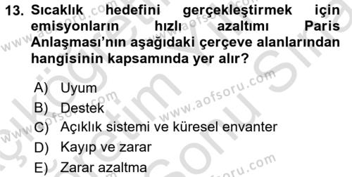 Afet Yönetimi 2 Dersi 2021 - 2022 Yılı (Final) Dönem Sonu Sınavı 13. Soru