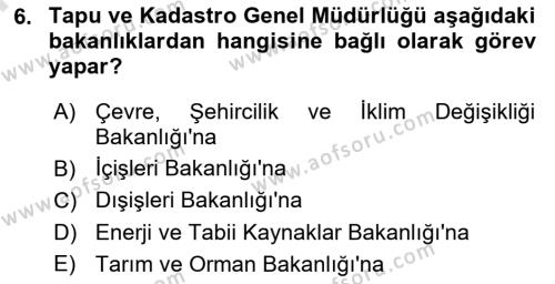 Afet Yönetimi 2 Dersi 2021 - 2022 Yılı (Final) Dönem Sonu Sınavı 6. Soru