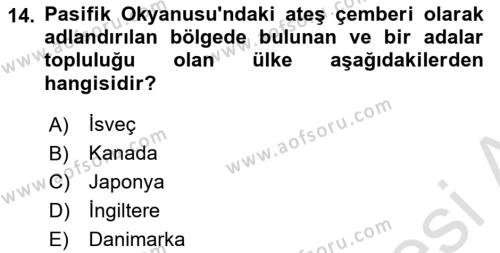 Afet Yönetimi 2 Dersi 2021 - 2022 Yılı Yaz Okulu Sınavı 14. Soru