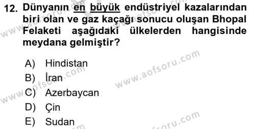 Afet Yönetimi 2 Dersi 2023 - 2024 Yılı (Final) Dönem Sonu Sınavı 12. Soru