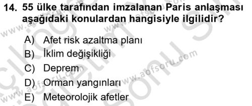 Afet Yönetimi 2 Dersi 2023 - 2024 Yılı (Final) Dönem Sonu Sınavı 14. Soru