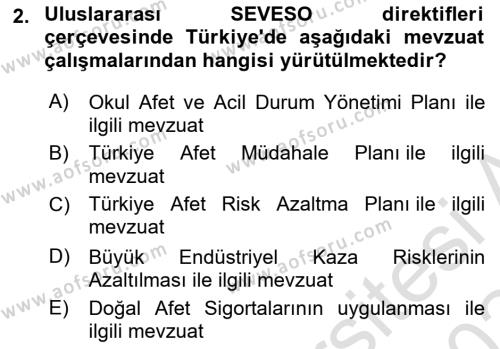 Afet Yönetimi 2 Dersi 2023 - 2024 Yılı (Final) Dönem Sonu Sınavı 2. Soru