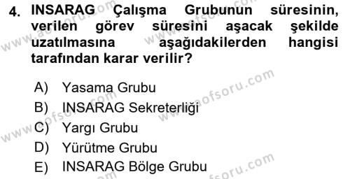 Arama Kurtarma Bilgisi ve Etik Değerler Dersi 2018 - 2019 Yılı (Vize) Ara Sınavı 4. Soru