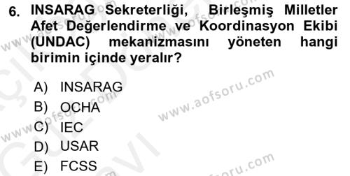 Arama Kurtarma Bilgisi ve Etik Değerler Dersi 2018 - 2019 Yılı (Vize) Ara Sınavı 6. Soru