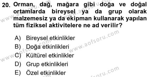 Arama Kurtarma Bilgisi ve Etik Değerler Dersi 2019 - 2020 Yılı (Vize) Ara Sınavı 20. Soru