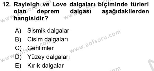 Arama Kurtarma Bilgisi ve Etik Değerler Dersi 2022 - 2023 Yılı (Vize) Ara Sınavı 12. Soru