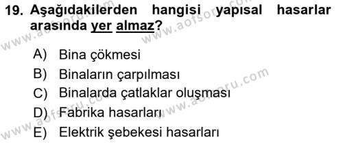 Arama Kurtarma Bilgisi ve Etik Değerler Dersi 2022 - 2023 Yılı (Vize) Ara Sınavı 19. Soru