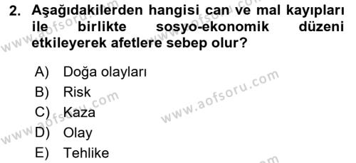 Arama Kurtarma Bilgisi ve Etik Değerler Dersi 2022 - 2023 Yılı (Vize) Ara Sınavı 2. Soru