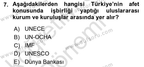 Arama Kurtarma Bilgisi ve Etik Değerler Dersi 2022 - 2023 Yılı (Vize) Ara Sınavı 7. Soru