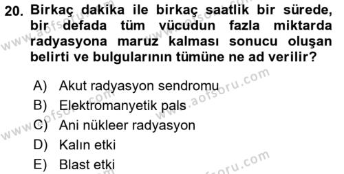 Arama Kurtarma Bilgisi ve Etik Değerler Dersi 2022 - 2023 Yılı (Final) Dönem Sonu Sınavı 20. Soru