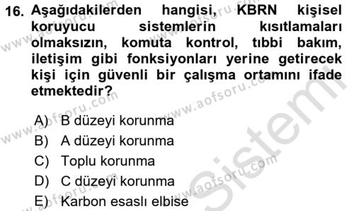 Arama Kurtarma Bilgisi ve Etik Değerler Dersi 2022 - 2023 Yılı Yaz Okulu Sınavı 16. Soru