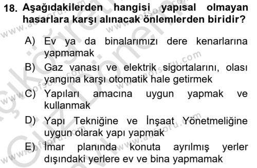 Arama Kurtarma Bilgisi ve Etik Değerler Dersi 2023 - 2024 Yılı (Vize) Ara Sınavı 18. Soru